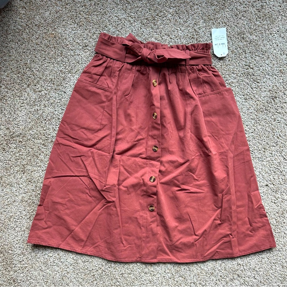 Rusty Red paper bag skirt
